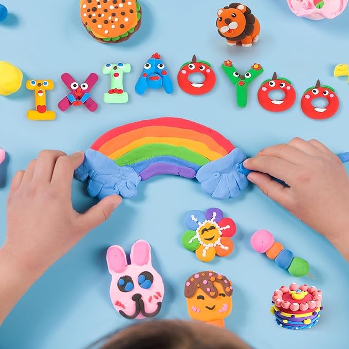 Air Dry Clay, 64 Colors Modeling Clay for Kids, Creative DIY School Arts & Crafts Kit, Soft & Non-Sticky, Birthday & Christmas Toys Gifts for Age 3 4 5 6 7 8+ Years Old Boys Girls Kids