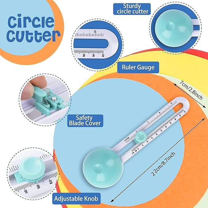 Craft Circle Cutter, Compass Circle Cutter for Paper Circular Cutting Tool for Cardstocks
