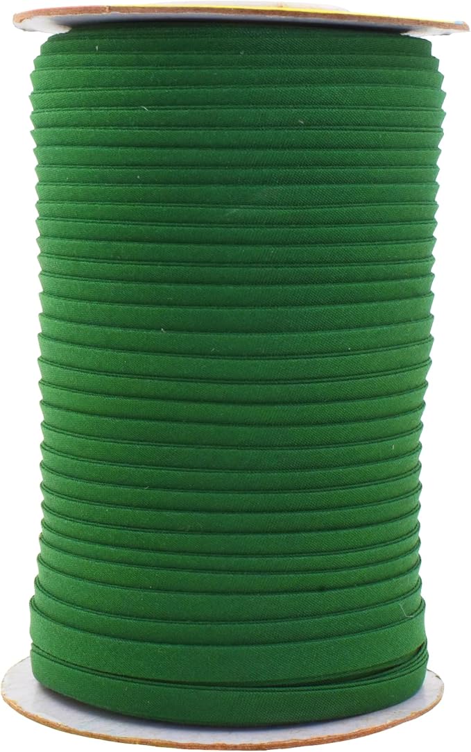 Mandala Crafts 55 Yards 1/4 Inch Dark Green Double Fold Bias Tape for Sewing - Bias Binding Tape for Quilting Binding, Hemming, Seam, and Fabric Piping