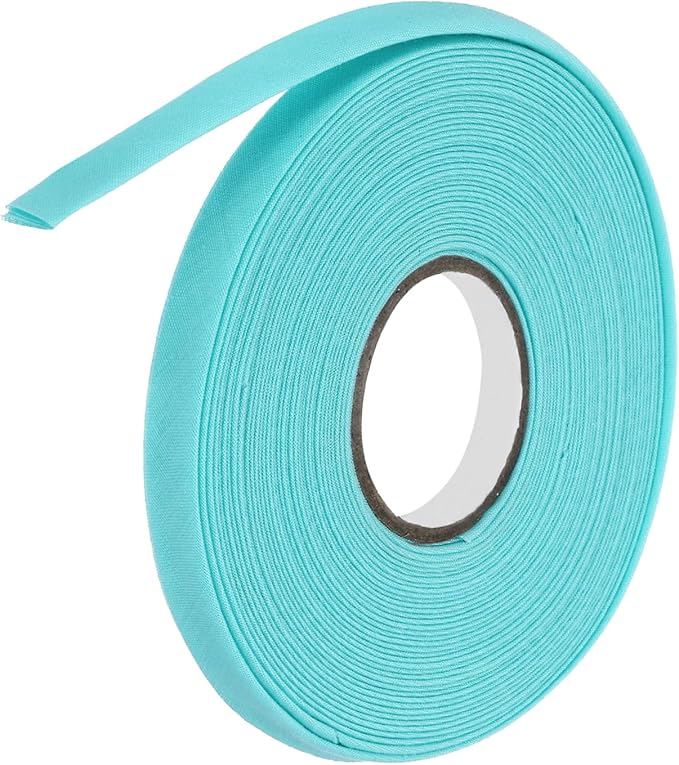 MECCANIXITY 2/5 Inch Double Fold Bias Tape Polyester Continuous Bulk Bias Tape for Sewing,Seaming Quilting Hemming Binding Crafts (Lake Blue 10 Yards)