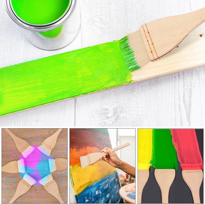 Artist's Choice Hake Paint Brush Set - Pack of 6 Flat Hake Brushes (3 inch), Crafted with Premium Goat Hair Bristles, Ideal for Watercolor, Wash, Ceramic and Pottery Painting