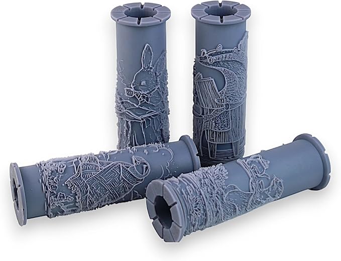 Cozy Critters Collection Clay Texture Rollers 4-Pack (4") - Storybook Set #01 - Embossing Pattern Rollers for Polymer & Ceramic Clay, Pottery & Crafts