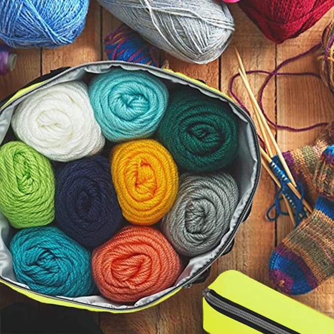 Stitch Happy Knitting Bag, Sunshine: 7 Pocket Yarn Bag, Crochet Bag, Yarn Storage, or Crochet Storage