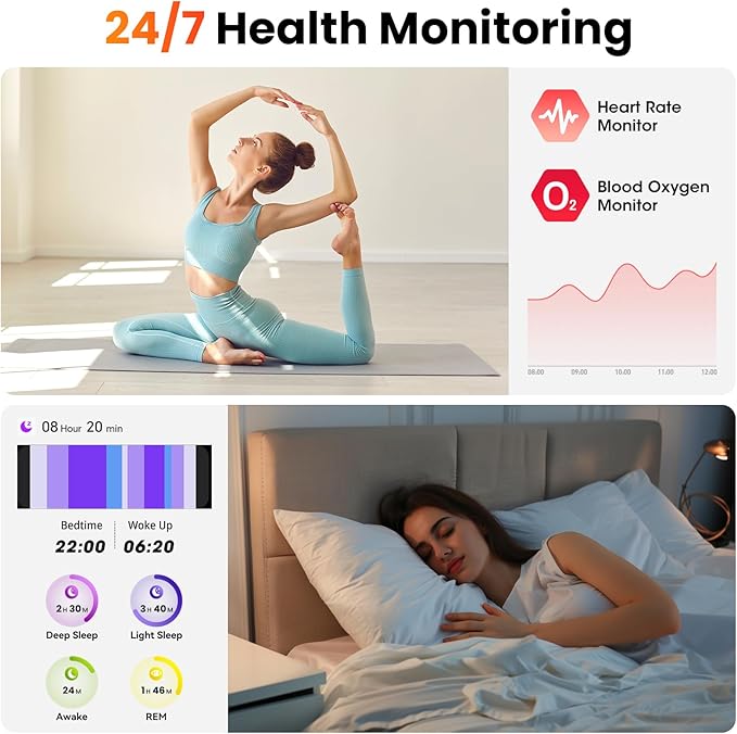 Hwagol Smart Watches for Women Android Phones iPhone Compatible(Bluetooth Call),1.39'' Round Fitness Tracker Heart Rate/SpO2/Sleep Monitor,100+Sport Modes Pedometer