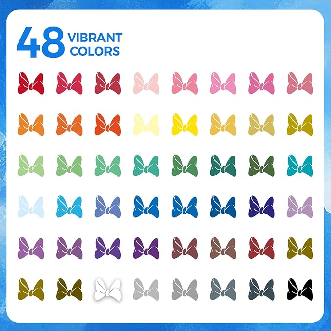 TBC The Best Crafts Acrylic Paint Markers, 48 Colors Water-Based Paint Pens for Art and Craft Projects, Multi-Surface Use on Fabric, Glass, Wood, Stone, Metal, Ceramic, Canvas, Rock
