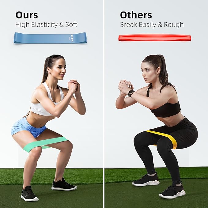 Resistance Bands for Working Out, 5-Pack Elastic Loop Exercise Bands for Strength Training Stretching, Home Gym Equipment for Pilates Yoga Physical Therapy, Leg Glute Arm Workout Kit for Women Men