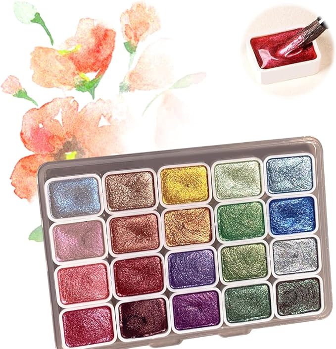 Color Shifting Watercolor Paint, Metallic Watercolor Paints Shifting Watercolor Painting Set, Shimmer Watercolor Paints Pearlescent Watercolor Paint Set (B_Small 20 Colors)