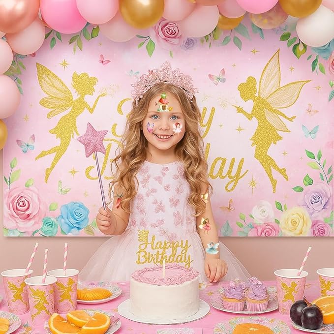 96PCS Fairy Temporary Tattoos Pre-Cut for Kids, Woodland Fairy Theme Birthday Party Favors Supplies, Cute Magical Stickers for Girls, Party Decorations, Classroom Gifts, Prizes and Rewards (Normal)