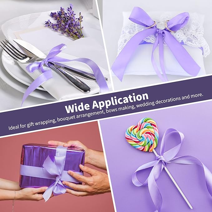 1-1/2 Inch Wide Lavender Purple Satin Ribbon, 50 Yards Solid Polyester Fabric Ribbon for Roses Making, Gift Wrapping, Valentine's Day, Wedding Decorations, Crafts, Bows