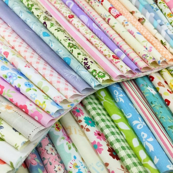 flic-flac Quilting Fabric Squares 100% Cotton Precut Quilt Sewing Floral Fabrics for Craft DIY (6 x 6 inches, 120pcs)
