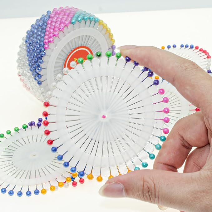 960pcs Straight Pins Sewing Set, 2 Rolls of 480pcs Each, Multi-Color Pins for Fabric, Hijab Pins & Backpack Sewing for Christmas & Other Crafts Making
