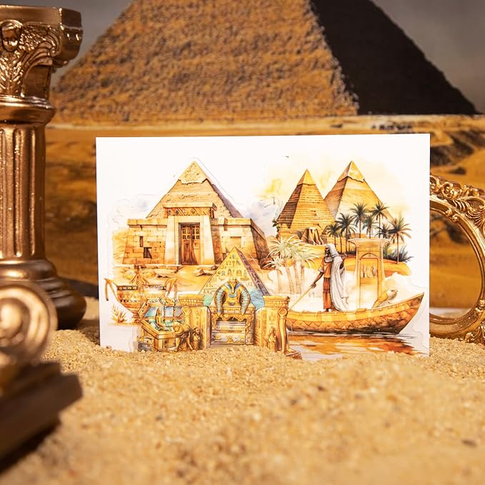 90PCS Ancient Egypt History Stickers – Waterproof Transparent Vintage Egyptian Mythology Scrapbook Stickers for Journaling,Planner,DIY Resin Crafts,Laptop,Phone Case,Decorative Aesthetic Art Decals