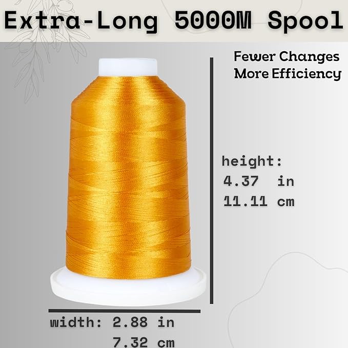 Simthread 2-Pack Trilobal Polyester Thread – 5000M (5500yds) No.40 Tangle-Free, Built-in Thread Lock Spool – Compatible with Brother, Singer, Janome & More,OldGold214+Silver005