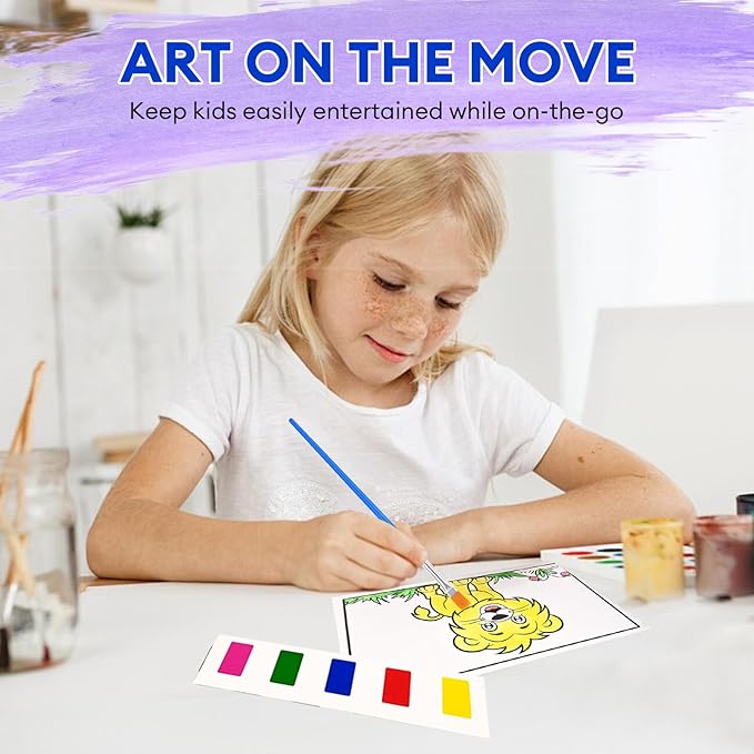 Watercolor Workbook, 30-Page Water Painting Book with 2 Brushes – Mess-Free Reusable Arts & Crafts Gift for Kids