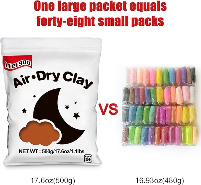 Ifergoo Brown Modeling Clay- Moldable Cosplay, Air Dry, Squishy Molding Clay for Adult Arts & Craft Project, Fake Bake, Slime Supplies, 1.1LBS/500G