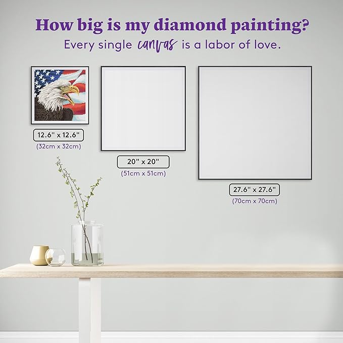 DIAMOND ART CLUB Eagle with American Flag Diamond Painting Kit, Fun DIY Crafts for Adults, Round Diamond Art Canvas, 13" x 13"