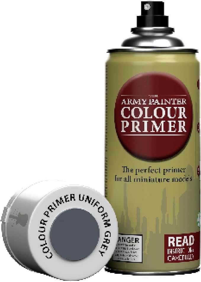 The Army Painter, Colour Primer: Uniform Grey, 400ml, 13.5oz - Acrylic Spray Undercoat for Miniature Painting - Spray Primer for Plastic Miniatures