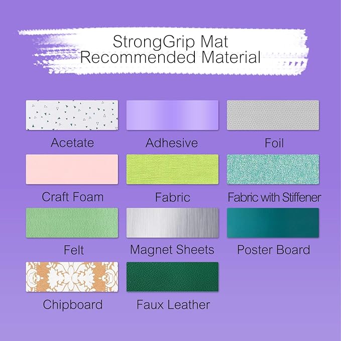 Cutting Mat for Cricut Maker/Explore Air 2/Air/One, 3 Pack (Lightgrip/Standardgrip/Stronggrip), 12"x12", PVC, Green, Purple, Blue