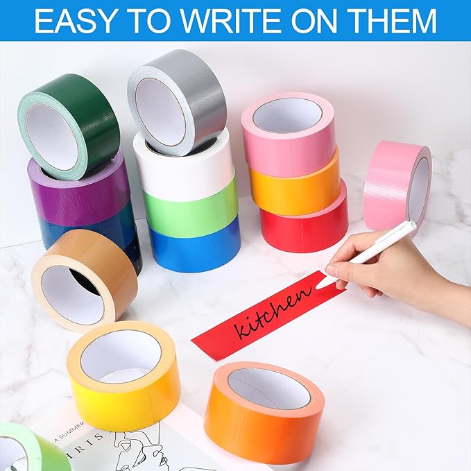 Fainne 24 Rolls Colored Duct Tape Bulk, Duct Tape Heavy Duty Waterproof, Multi Purposes, No Residue, Tear by Hand for Indoor Outdoor Use(Colorful,20 Yards X 2 Inches)
