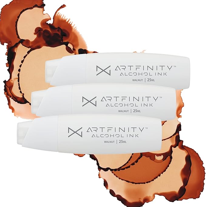 Alcohol Inks 3 Pack - Vibrant, Professional, Dye-Based Alcohol Inks for Artfinity Alcohol Markers, Artists, Drawing, & More! - Walnut E1-5