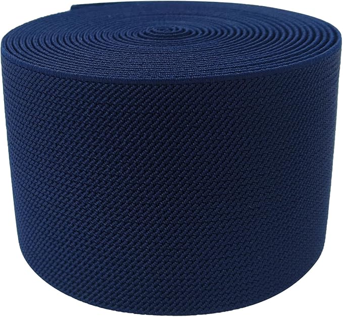 Navy Blue Knit Elastic Band 3 inch 5 Yards Double-Side Twill Woven Elastic Heavy Stretch Elastic Spool for Sewing Pants Waistband, Wigs, Skirts, Craft DIY Projects (#18)