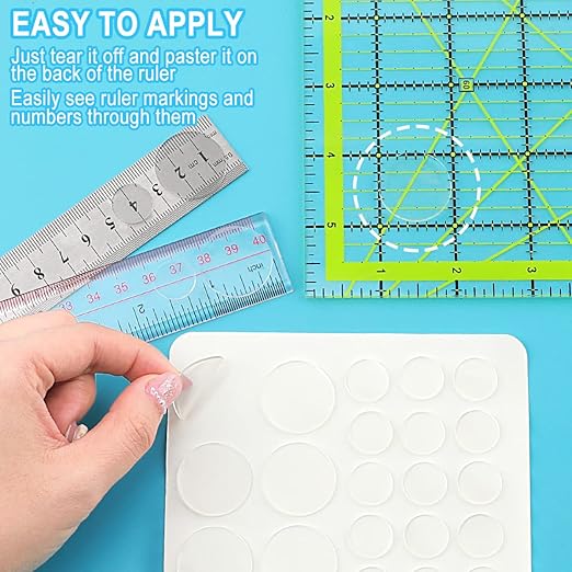Transparent Soft Ruler Grips, 34 PCS (10 Large & 24 Small) Strong Adhesive Non-Slip Grips for Sewing Rulers Quilting Templates (Clear, 1 Pack)