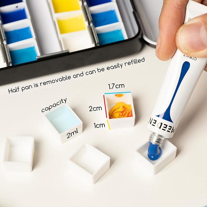 MEEDEN Empty Watercolor Paint Palette: Travel Water Color Palette Tin with 12 Half Pans - Portable Metal Palette Tin Box (Galaxy)