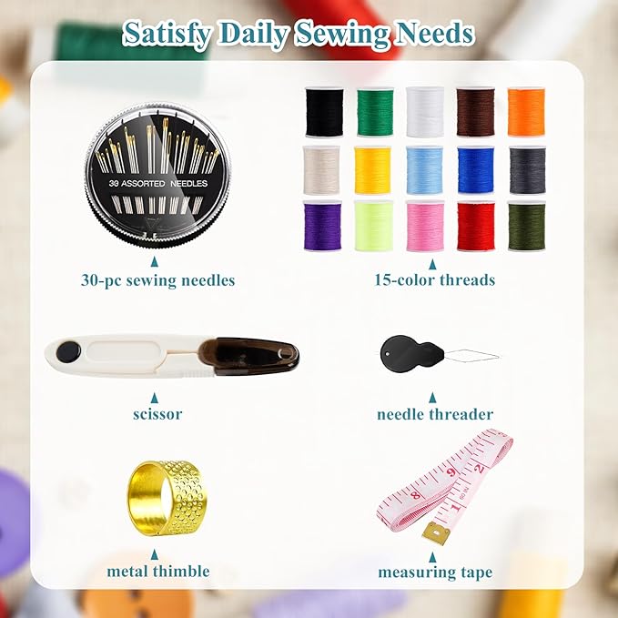 Mini Sewing Kits for Adults & Kids, Small Sewing Accessories and Supplies for Beginners with Needles, Threads, Scissors, Measure Tape, Suitable for Travel, Home, School and DIY Gift (Dark Green)