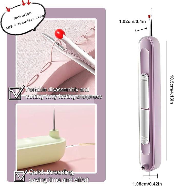2 in 1 Needle Threader Seam Ripper: Upgraded Automatic Sewing Machine Opening Machine Quilting Supplies Sewing Kit Rapid Sewing Machine Circular Sewing Machine (Yellow)