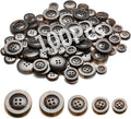 Sewing Buttons - Craft Buttons, 5 Sizes of 100 Pcs Versatile Buttons for Sewing, DIY Projects and Holiday Decoration (Brown)