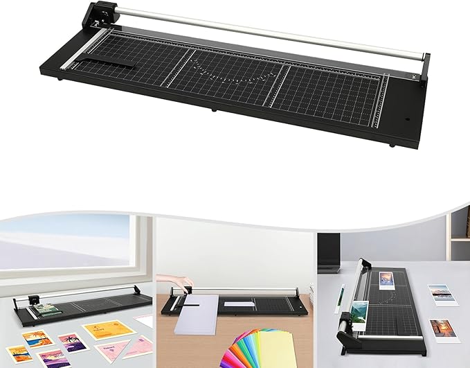 36" Rotary Paper Trimmer, Manual Precision Paper Cutter Sharp Photo Paper Rolling Cutter with 3 Sarp Blades for Photo Paper, Office Paper, Artistic Cardstock