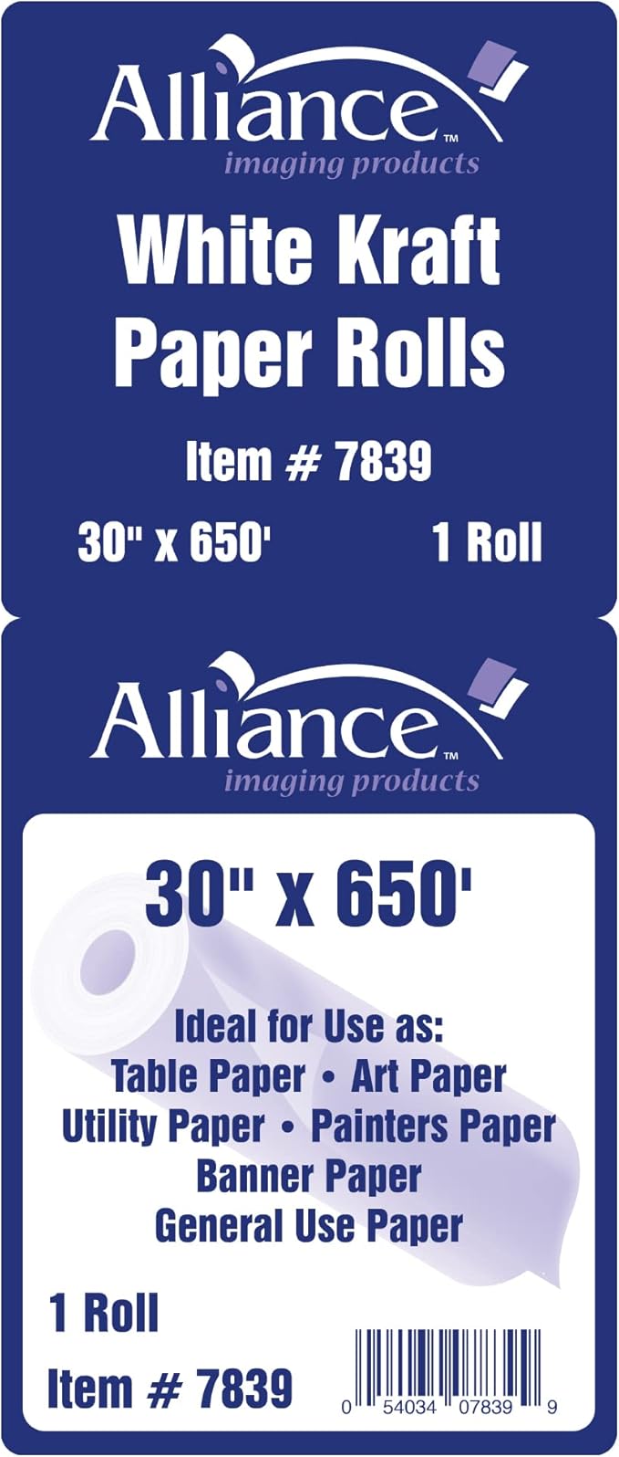 White Kraft Paper Roll for Arts and Crafts 30” x 650’ Ideal for Paints, Wall Art, Easel Paper, Bulletin Board Paper, Gift Wrapping and Kids Crafts - Made in USA