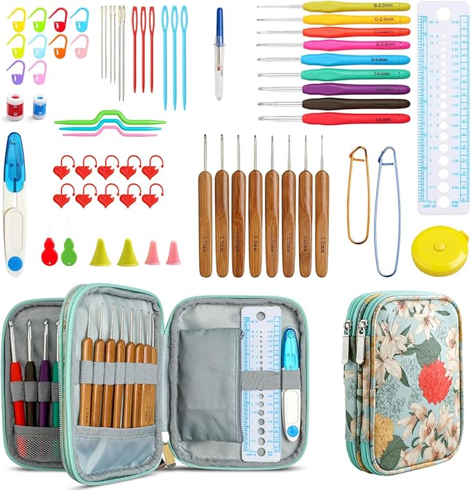 KOKNIT Crochet Hooks Set Ergonomic Grip Soft Handles Aluminum Crochet Hook (Green 1)