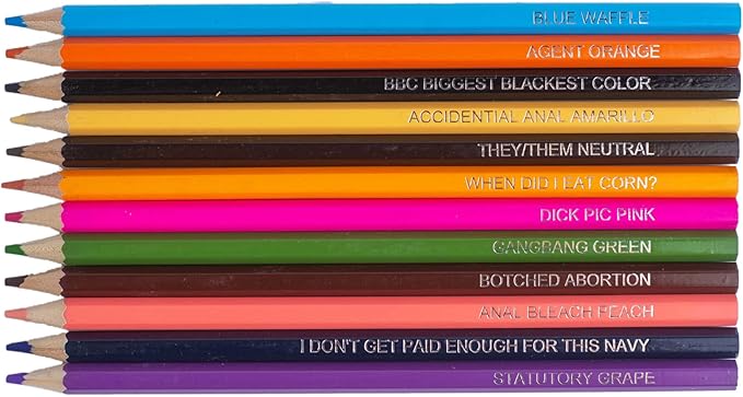 48 Funny & Offensive Colored Pencils for Adults – Pre-Sharpened Gag Gift Set for Adult Coloring Books, Cussing, Pranks, and Creative Stress Relief