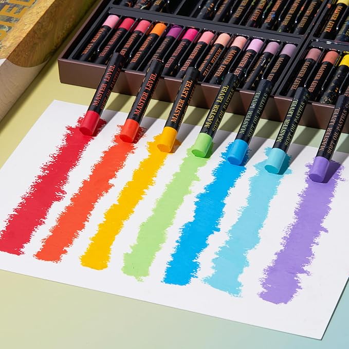 LIGHTWISH Professional Oil Pastels, 100 Vibrant Colors Plus 4 White, Set of 104, Creamy and Pigmented Artist Soft Oil Pastels for Blending, Layering & Shading