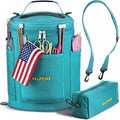 CRAFTISS Knitting Bag Yarn Storage - Christmas Gift - Durable Canvas Yarn Holder for Crochet Accessories - Organizer Crochet Bag with Knitting Accessories Case (Turquoise)