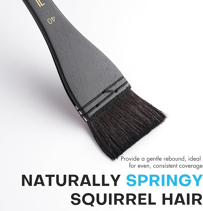 Flat Watercolor Brushes, Fuumuui 40mm Professional Squirrel Hair Flat Hake Brushes, Artists Scale Large Paint Brush with Long Handle for Watercolor and Acrylic Paints