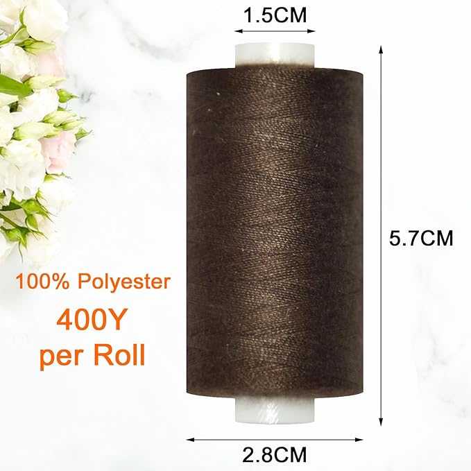 All Purpose Sewing Thread-2 Spools of Hand Polyester Sewing Thread for Sewing Machine for Hand and Machine Sewing(Dark Brown, 2 spools)