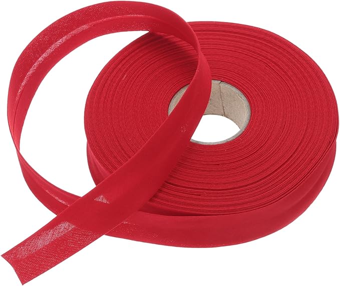 MECCANIXITY 1 Inch Single Fold Bias Tape Polyester Continuous Bulk Bias Tape for Sewing,Seaming Quilting Hemming Binding Crafts (Wine Red 25 Yards)