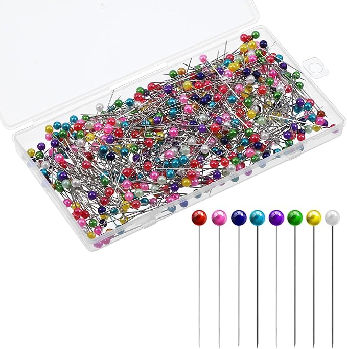 Straight Pins Sewing, 500 Pcs 1.5 Inch Metal Straight Pin with Colored Heads Ball Head Sewing Pins for Fabric Quilting Supplies for Dressmaker DIY Sew Craft Project Jewelry Decoration (Colorful)