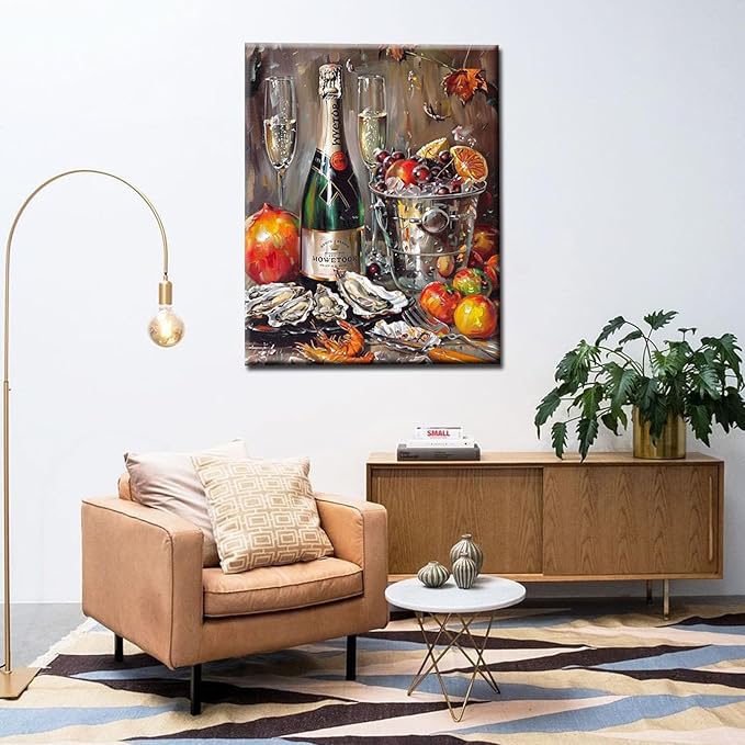 Tucocoo DIY Paint by Numbers for Adults Vintage Wine Fruit Digital Oil Painting Acrylic Paint Canvas Wall Art Retro Room Decor 16x20 Inch (DIY Frame)