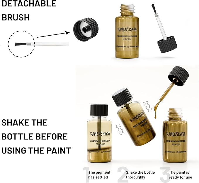 Liquid Gold Leaf Paint - Alcohol Based Fast Drying Bright Gold Liquid Leaf, 0.68 fl oz (20 ml)