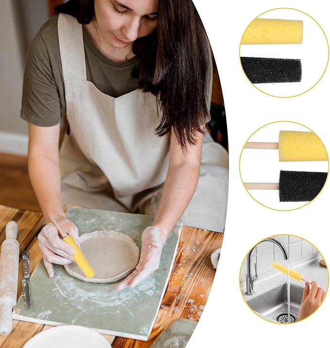 4pcs Pottery Sponge, Pottery Stick for Clay 2 Colors Burr Repair Ceramic Tools for Ceramic Throwing Trimming Shaping Carving Clay Projects