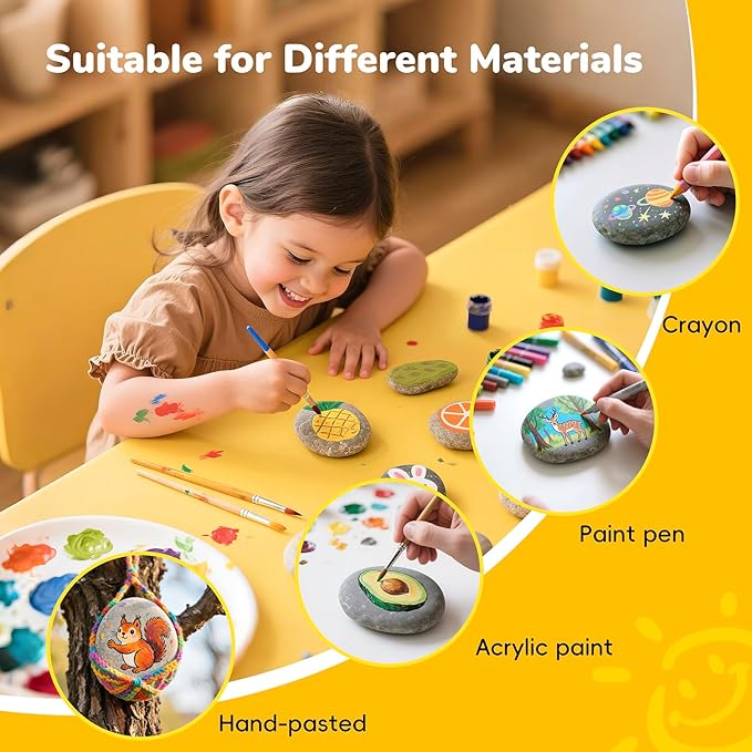 Simetufy 15Pcs Rocks for Painting, Large 3-4 Inch Natural River Stones, Smooth Paintable Flat Rock for Adults, Children, Kindness Rocks Garden Decoration for DIY, Art & Crafts