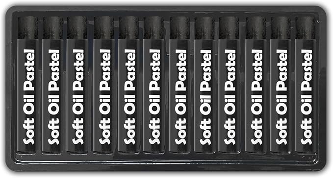 qianshan Soft Oil Pastels Set of 12 Single Colors,Soft Texture Vibrant and Creamy Oil Crayons Pastels Art Supplies.Black
