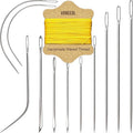 Upholstery Repair Kit: Waxed Sewing Thread (Yellow Color) & Heavy Duty Needles (11 PCS) for Leather, Canvas & Quilting Thread