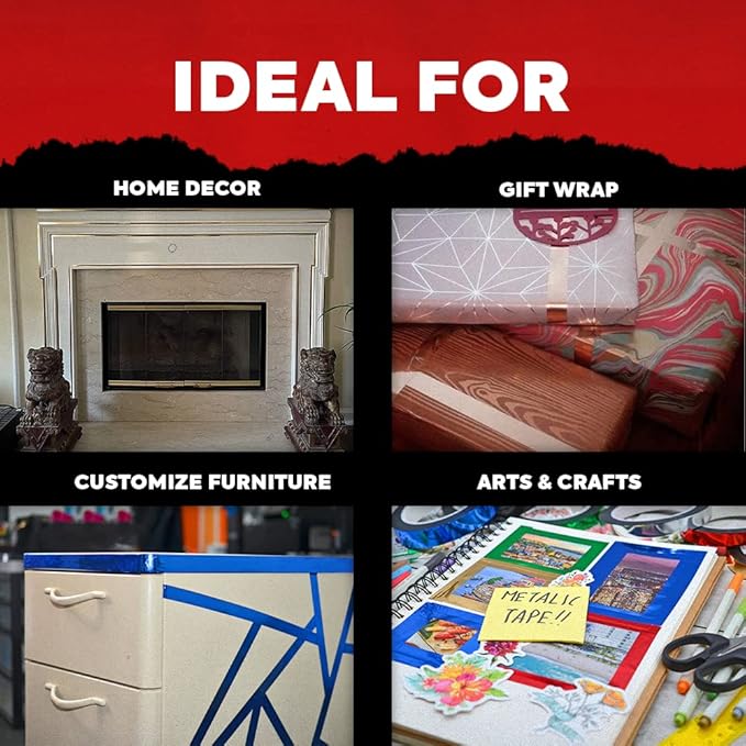 MAT Metalized Polyester Mylar Film Tape, Red - 6 inch x 72 yds. Decor Tape for Detailing Accent Wall, Graphic Arts, Car and Boat Trim - Vibrant Mirror Like Finish