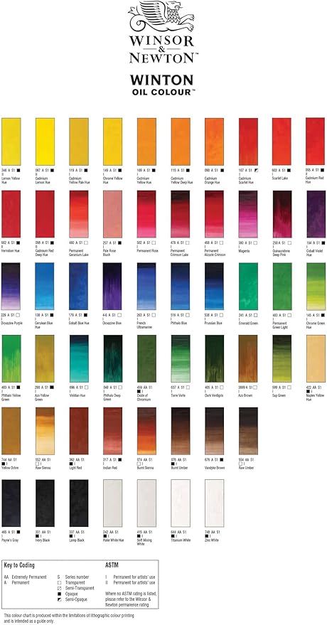 Winsor & Newton Winton Oil Paint, Set of 10 x 21ml Tubes