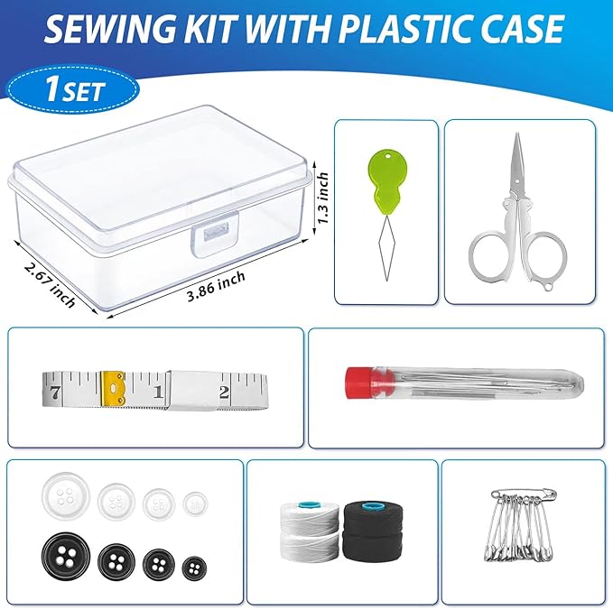 Yasuwekik Mini Travel Sewing Kit Bulk Small Emergency Outdoor Survival Military Sewing Kit with Case for Wedding Operation Christmas Shoebox Stocking Stuffer Gift, fgh345