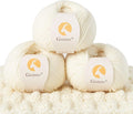 100% Merino Wool Yarn, 3-Ply Luxurious and Soft Yarn for Hand Knitting & Crocheting (beige, 3Balls)